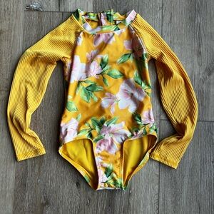 Girls XS -4/5 Art class Floral Rashguard One Piece Swimsuit